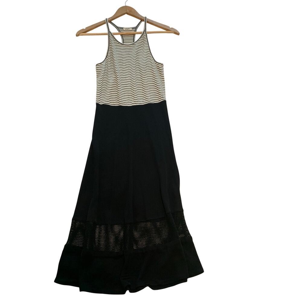 L'Agence Strapless Black and White Midi Dress XS